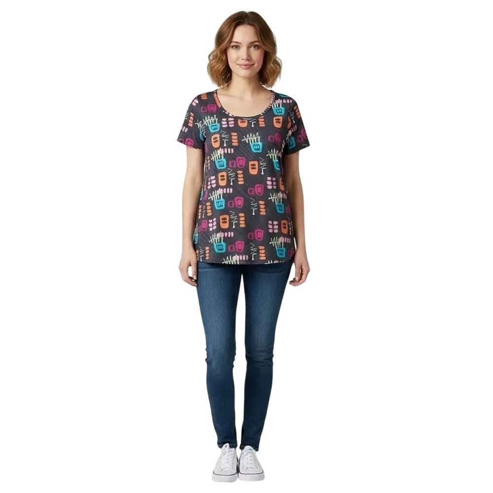 LulaRoe Women's Short Sleeve Multicolor Print Classic T-Shirt Size Medium NWT - Picture 1 of 9